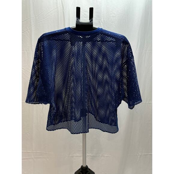 Champion Vintage Navy Blue Mesh Crop Football Jersey XL - Picture 2 of 7